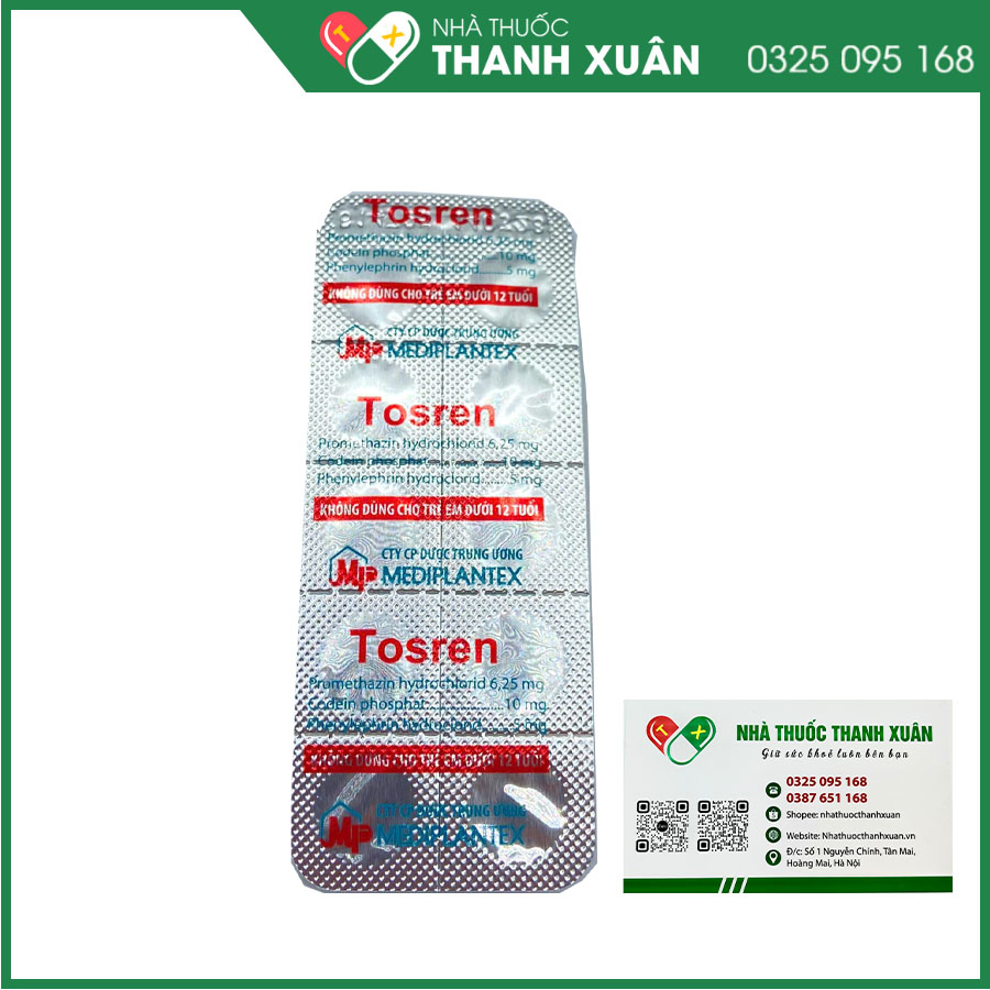 Tosren trị ho do dị ứng hoặc kích thích